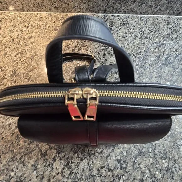 Miztique Black Vegan Backpack Purse/Gold Zipper/snap front pocket/pockets inside - Picture 9 of 9